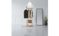 Multi-Functional Solid Wood Garment Rack Heavy Duty Clothing Organizer Water-Based Paint Household Furniture Easy Assembly for Entryway, Walk-in Closet