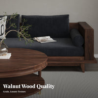 New Chinese design Three-Seater Wooden Sofa sturdy Wood Frame Upholstered Wooden Leg Couch Light Luxury Aesthetic Household Furniture Minimalist Design for Families, Homeowners, Apartment Dwellers, Living Room, Lounge Area, Bedroom, Office