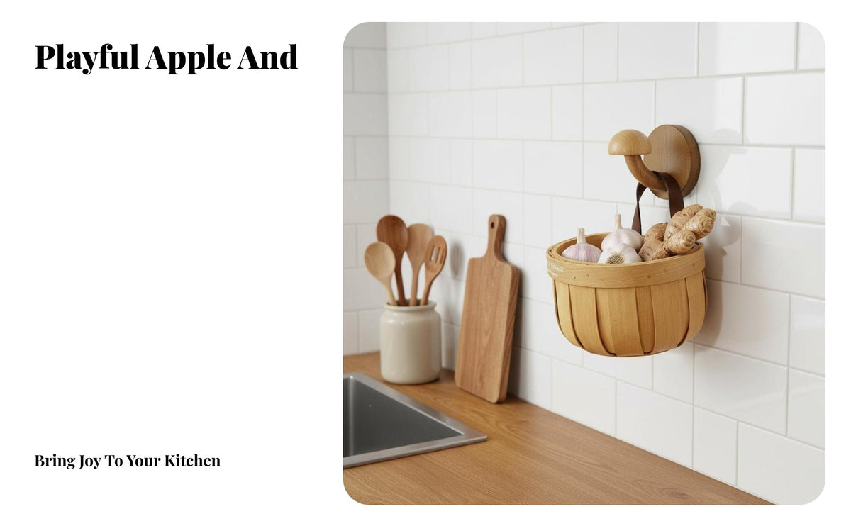 Wall Mount Garlic Holder Space Saving Kitchen Organizer Basket Breathable Design Woven Wall Basket for Pantry, Washroom
