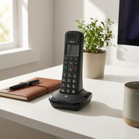Dect Phone Set Slim Design Black Cordless Telephone Cordless Handset Speaker Grille Charging Base Small Display