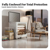 Lidded Storage Box Large Capacity Foldable Lidded Bin Foldable Design Clothing Container for Students, Homeowners, Bedroom, Dorm Room, Shelves