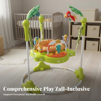 Foldable Design Rotating Baby Entertainer Vibrating Function 360-Degree Rotating Bouncer Music and Lights Infant Bouncer Height Adjustable for Infants, Parents, Toddlers, Playroom, Living Room, Indoors, Playtime