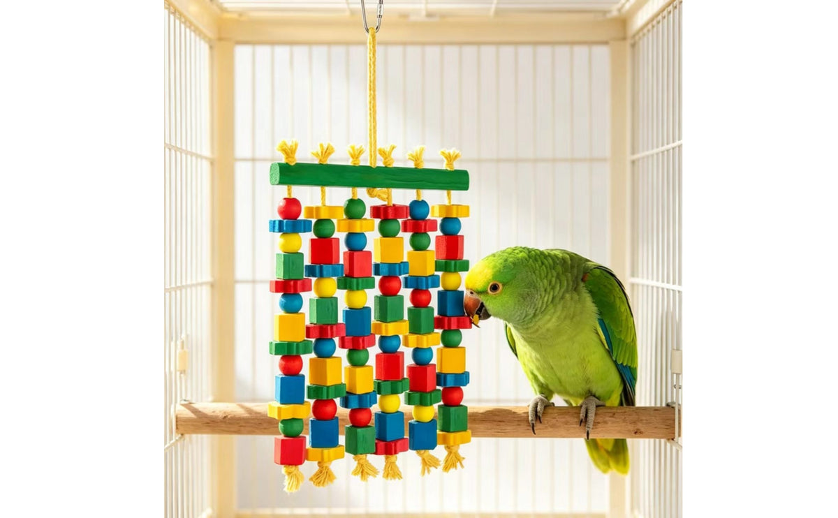 Chewable Hanging Bird Chew Toy Parrot Chew Toy Colorful Cage Accessory Natural for Parrots, Cockatiels, Conures