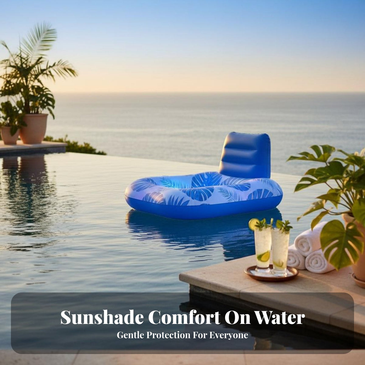 Inflatable Floater Sun Protection Canopy Inflatable Water Lounger Thickened PVC Material Infant Pool for Adults, Infants, Beach