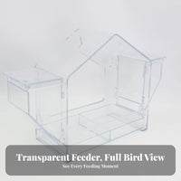 Mounted birds Feeder Easy to Spotless Transparent home Shaped birds Feeder Weatherproof Garden Supply for Kids, Cat Owners, Balcony