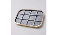 Aluminum Alloy 12-Compartment Jewelry Tray Rounded-Rectangle Flocked Jewelry Tray