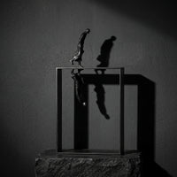 Human Figure Sculpture Minimalist Sculpture with Rectangular Base Black Decor for Office Desk