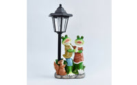 Frog Statue with Solar Lantern Cute Outdoor Decoration Hand-Painted for Patio