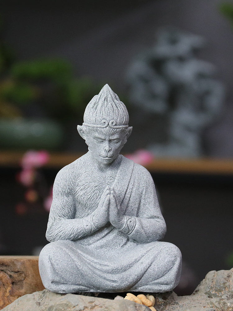 仿真斗战圣佛摆件园艺假山花卉盆景微景观鱼缸造景大圣孙悟空佛像 斗战圣佛（禅心 小号）