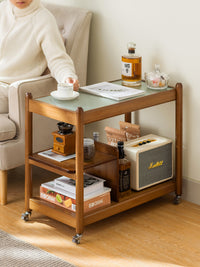 边几移动茶几茶桌简约小桌子迷你角几小方桌沙发边桌床头桌小推车 【悬浮边几】茶色68长（亚克力侧板）