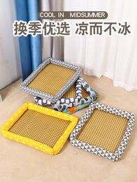 狗窝猫窝夏天凉席狗狗窝宠物用品泰迪小型中型犬狗床垫子四季通用 S-小型40*30【建议5斤内】 2025夏日新升级-加厚凉席窝【蓝鲸鱼】送玩具