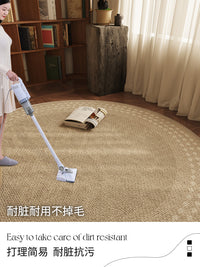 高级感圆形现代地毯客厅沙发茶几毯书房转椅垫摇椅垫卧室床边垫子 B渡边-奶茶杏-圆形 80*80【升级比利时绒/高档轻奢】