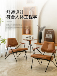 工业风铁艺沙发椅子休闲桌椅组合休息区奶茶店书吧咖啡店民宿网红 棕咖色【亲肤棉麻】