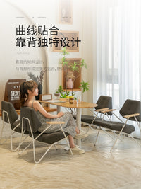 工业风铁艺沙发椅子休闲桌椅组合休息区奶茶店书吧咖啡店民宿网红 棕咖色【亲肤棉麻】