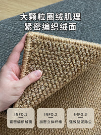 防水地毯客厅免打理免洗可擦沙发卧室床边飘窗猫抓板入户地垫拍照 烟灰色-仿剑麻-棉布底【升级防水款】 140*180cm