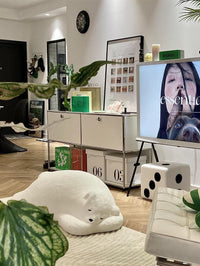 三梦网红趴趴熊休闲懒人沙发儿童动物座椅酣睡北极熊靠枕阳台卧室 趴趴熊懒人沙发-蓝色【高回弹定型棉】