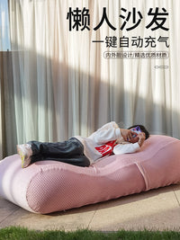 LAZYBABY自动充气懒人沙发单人网红款创意阳台休闲懒人躺椅午休床 自动充气沙发+财源滚滚（黑色）沙发套