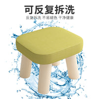 实木小凳子家用时尚创意矮凳客厅沙发凳儿童凳坐墩板凳门口换鞋凳 四腿蘑菇方凳：花猫