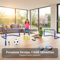 Soft Foam Bumper Hover Soccer Hockey Set Furniture-Friendly 2 in 1 Sports Toy Set Easy Assembly for Family, Girls, Playroom, Home, Outdoor