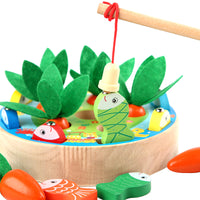 Wooden Carrot Harvest & Magnetic Fishing Game for Kids - Fine Motor Skill Educational Toy