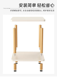 沙发边柜侧边柜桌子简易家用客厅旁边的小茶几边桌边几置物架角几 升级款【双层】橡胶木色40*40*52
