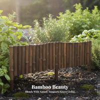 Weather-Resistant Bamboo Garden Border Fence Long-Lasting Bamboo Garden Border Adjustable Size Decorative Lawn Edging Roll Installation-Effortless for Landscapers, DIY Enthusiasts, Homeowners, Vegetable Plot, Flower Bed, Pathway, Patio