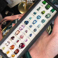 Gemstone Display Tray with Magnetic Lid for Jewelry Storage and Organization