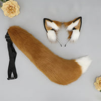animal Ears Headband and Tail Set Soft Pile animal Ears and Tail Set Soft Accessory for Cosplayers, Adults, Anime Conventions