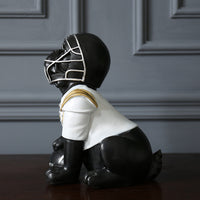 American Football Dog Figurine Retro Resin Ornament for Home Decor