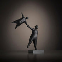 Tabletop Figurine Modern Abstract Sculpture Black Escultura Conceptual for Homeowners, Living Room, Bedroom