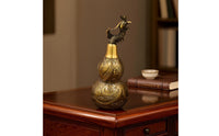 Gourd Ornament with Animal Finial Decorative Brass Gourd Traditional Figurine for Collectors