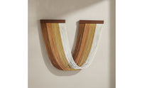 Tapestry with Wooden Bar Woven Fringe Wall Hanging Textured Macrame Wall Hanging with Wooden for Bedroom