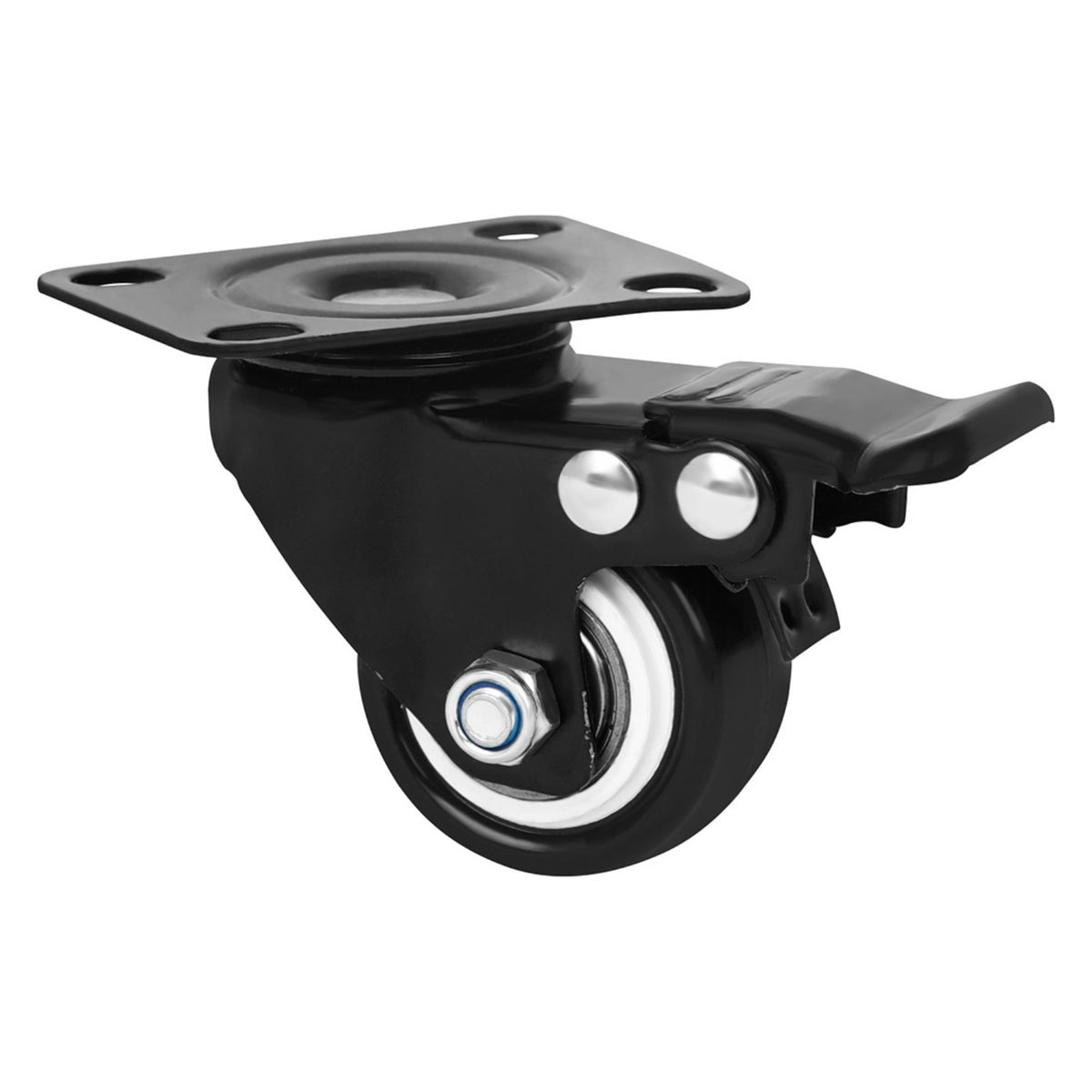 Metal Mounting Plate Piano Caster Wheel with Brake White Outer Rim Swivel Piano Caster Black Repair Part Smooth Rolling for Replacement Use