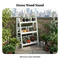 Stepped Design Tiered Flower Ladder Floor-Standing Multi-Tier Ladder Stand Freestanding Plant Holder Space-Saving for Gardeners, Decor aficionados, Homeowners, Balcony, Living Room, Garden, Bedroom