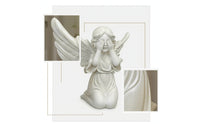 White Angel Figurine Resin Kneeling Angel Matte Sculpture Tabletop for Shelf