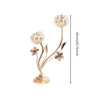 Gold Candelabra Floral Candlestick with Branches Sculptural Candle Holder Tabletop for Decorators