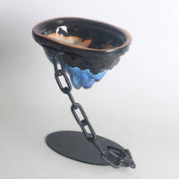 Iron Chain Ceramic Hanging Planter Glossy Tabletop Planter Display Textured Ceramic Hanging Pot Black