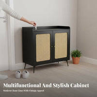 Light Luxury Aesthetic Rattan Door Shoe Cabinet Japanese design Entryway Console Floor-Standing Storage Furniture Ventilated Design for Apartment Dwellers, Homeowners, Families, Foyer, Hallway, Living Room, Bedroom