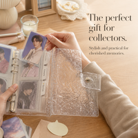 Crystal Clear 3-Inch Mini Photo Card Album with Wavy Design, Loose-Leaf Collector for Kpop Photocards