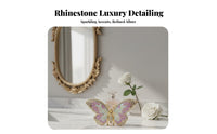 Butterfly Jewelry Box Light High-End Design Enameled Jewelry Box Rhinestone Embellished Hand-Painted Keepsake Case for Women, Dressing Table