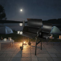 Outdoor Charcoal Smoker Grill Heavy-Duty Charcoal Offset Smoker Long-Lasting Grill with Side Firebox Versatile for Barbecue Enthusiasts, Backyard Chefs, Patio, Cookouts