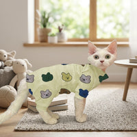 Four-Legged Clothing for Hairless Cat, Breathable Pet Outfit with Turtleneck, Printed Four-Legged Pet Clothing for Soft Cornish Rex, Thin and Warm