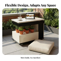 Adjustable Height Swivel Lift-Top Table Movable with Wheels Living Room Furniture Space-Saving Storage Cart Multi-Functional for Small Apartment Dwellers, Homeowners, Telecommute Workers, Balcony, Home Office, Dining Area