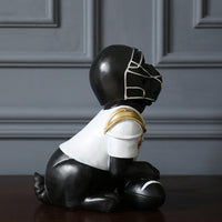 American Football Dog Figurine Retro Resin Ornament for Home Decor