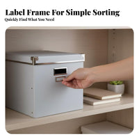 Lidded File Box with Metal Corners Portable Household Storage for Closet, Travel
