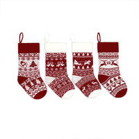 Christmas Knitted Stocking Gift Bag with Jacquard Pattern for Holiday Decor