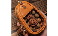 Jewelry Storage Pouch Leather-Like Portable Jewelry Pouch Gold-Tone Hardware Oval Shape