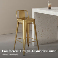 Industrial Aesthetic Low-Back High Stool Light Luxury Upholstered Stool with Backrest Anti-Slip Foot Pads Counter Chair Modern Design for Bar Owners, Homeowners, Cafe Patrons, Coffee Shop, Reception Area, Kitchen Island, Dining Room