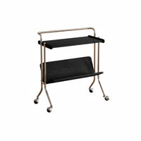 Vintage Design 2-Tier Rolling End Table Multi-Functional Mobile Storage Space-Saving Design Serving Cart Sturdy Construction for Apartment Dwellers, Homeowners, Office Workers, Living Room, Kitchen, Small Spaces, Bedroom