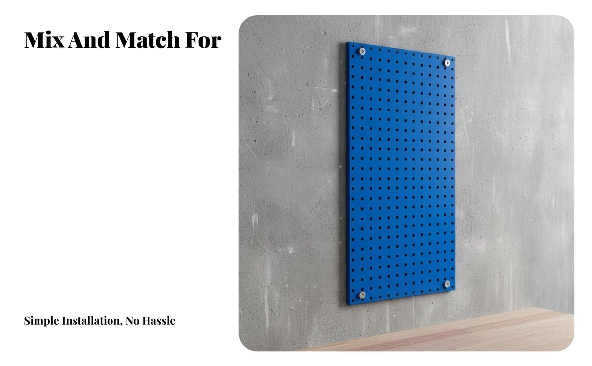 Square Hole Pegboard Heavy Duty Metal Tool Panel Space Saving Wall Mounted Tool Panel for Repair Specialist S, Craftsmen, Workshop, Basement